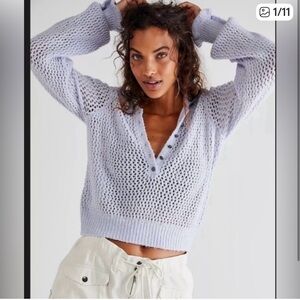 Free People We The Free Purple Snowdrift Collared Pullover purple- Size XS